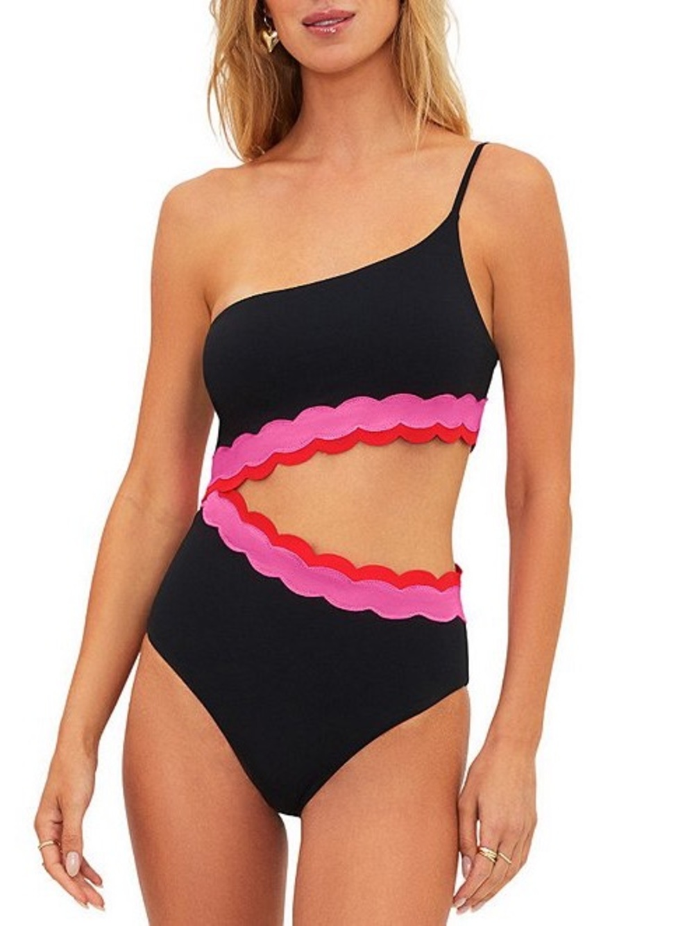 NWT Beach Riot Liora Color Block Wave One Shoulder Cut-Out One Piece Swimsuit